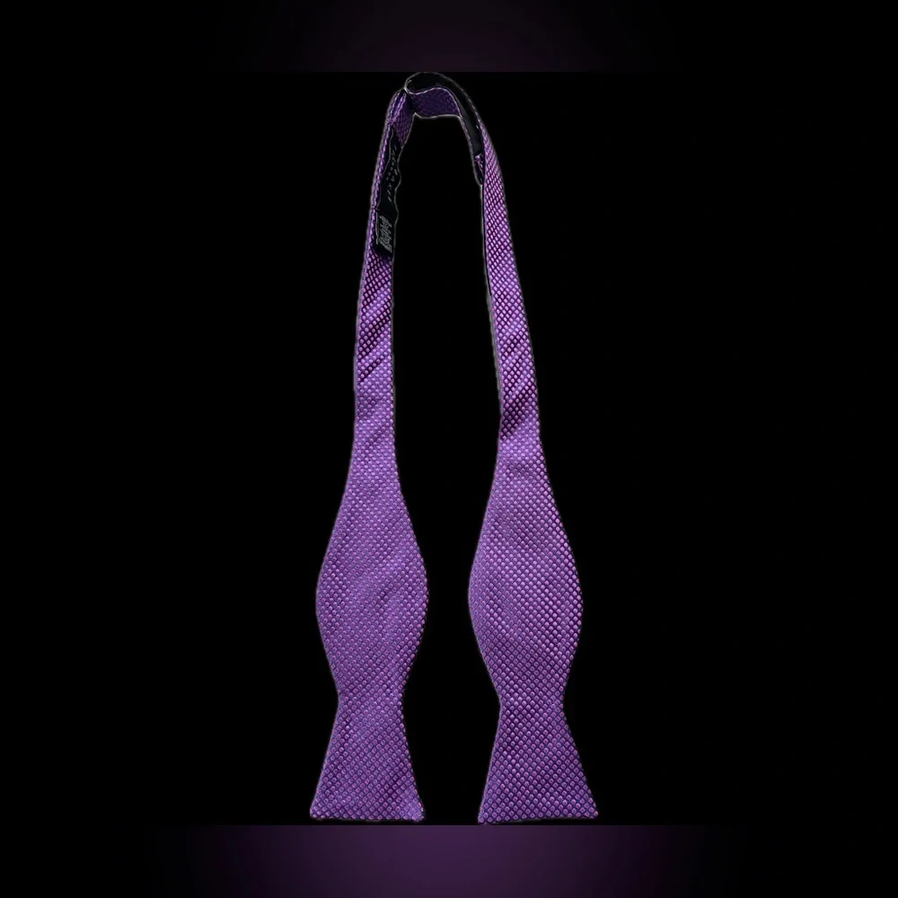 🟣🩷 Adjustable Self-Tie Bow Tie by Ted Baker | Purple with Pink Dots - Picture 12 of 17